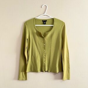 Vintage BCBG Max Azria Green Button Up Fit & Flare Cardigan Sweater